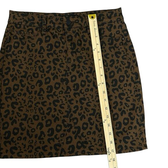 Sanctuary Sia Leopard Denim Skirt Womens SZ 26 XS Brown Black Mini Short Stretch - Picture 8 of 9